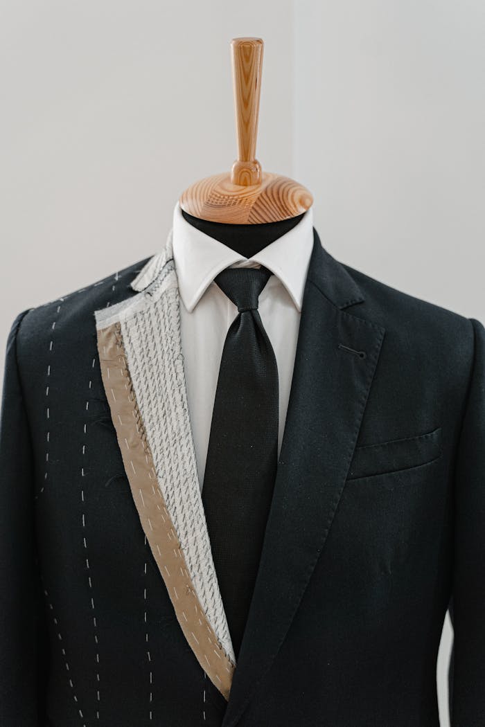 hero-img-01 Black suit on a mannequin showcasing tailoring precision and design.